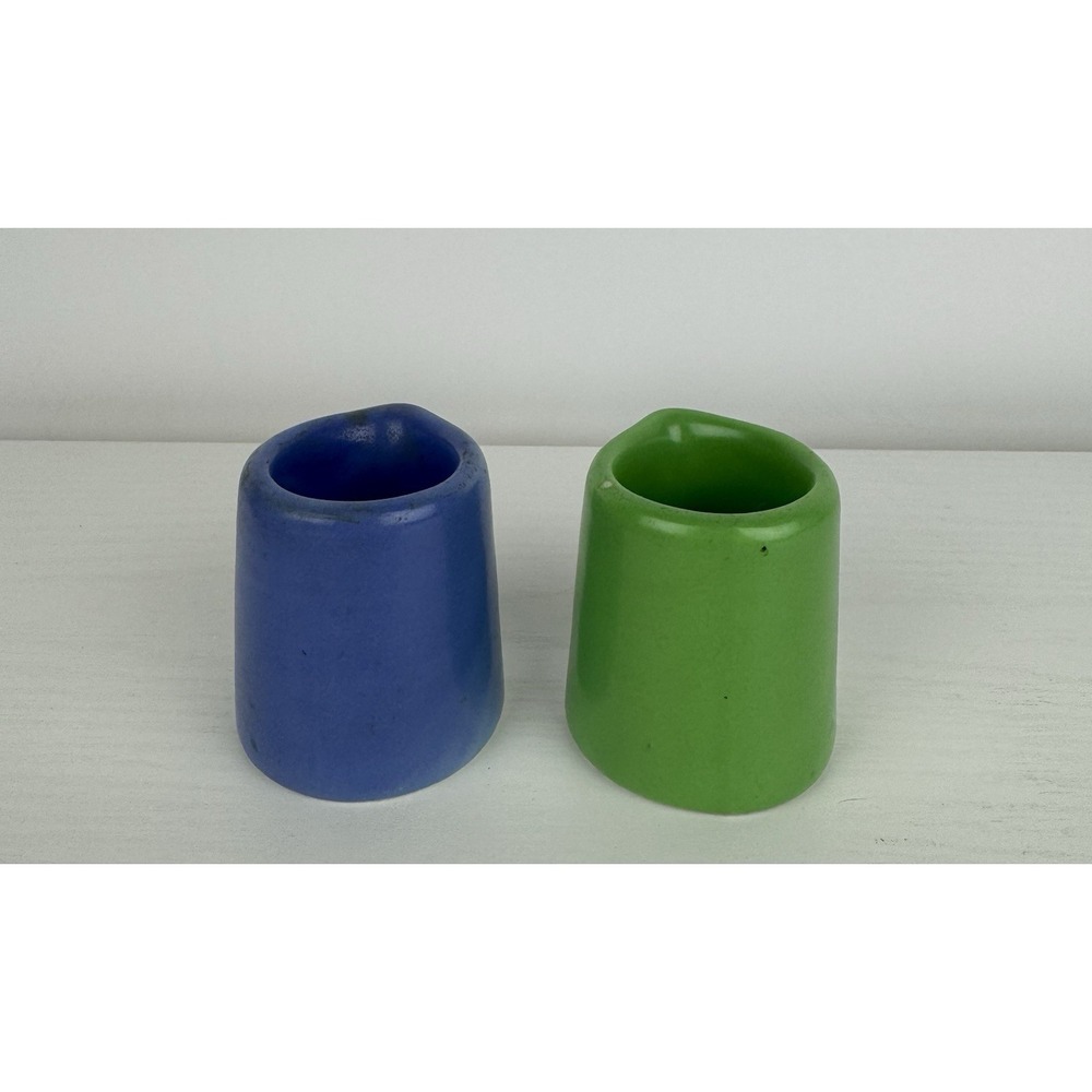 Restaurant Ware Shenango Rare Gala Blue & Green Individual Creamer Pitcher Retro - Picture 3 of 5